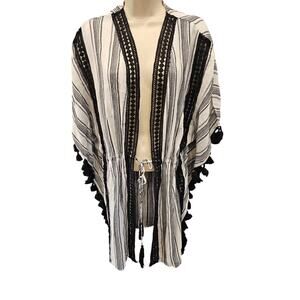 NWT Solana swim cover up kimono black white hassles beach cruise boho Large L